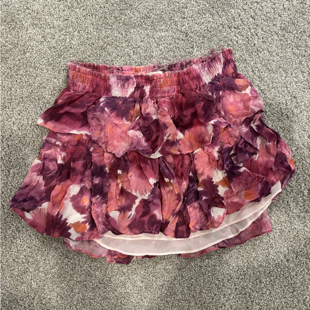LoveShackFancy Floral Mini Skirt in Pink and Purple- Petite